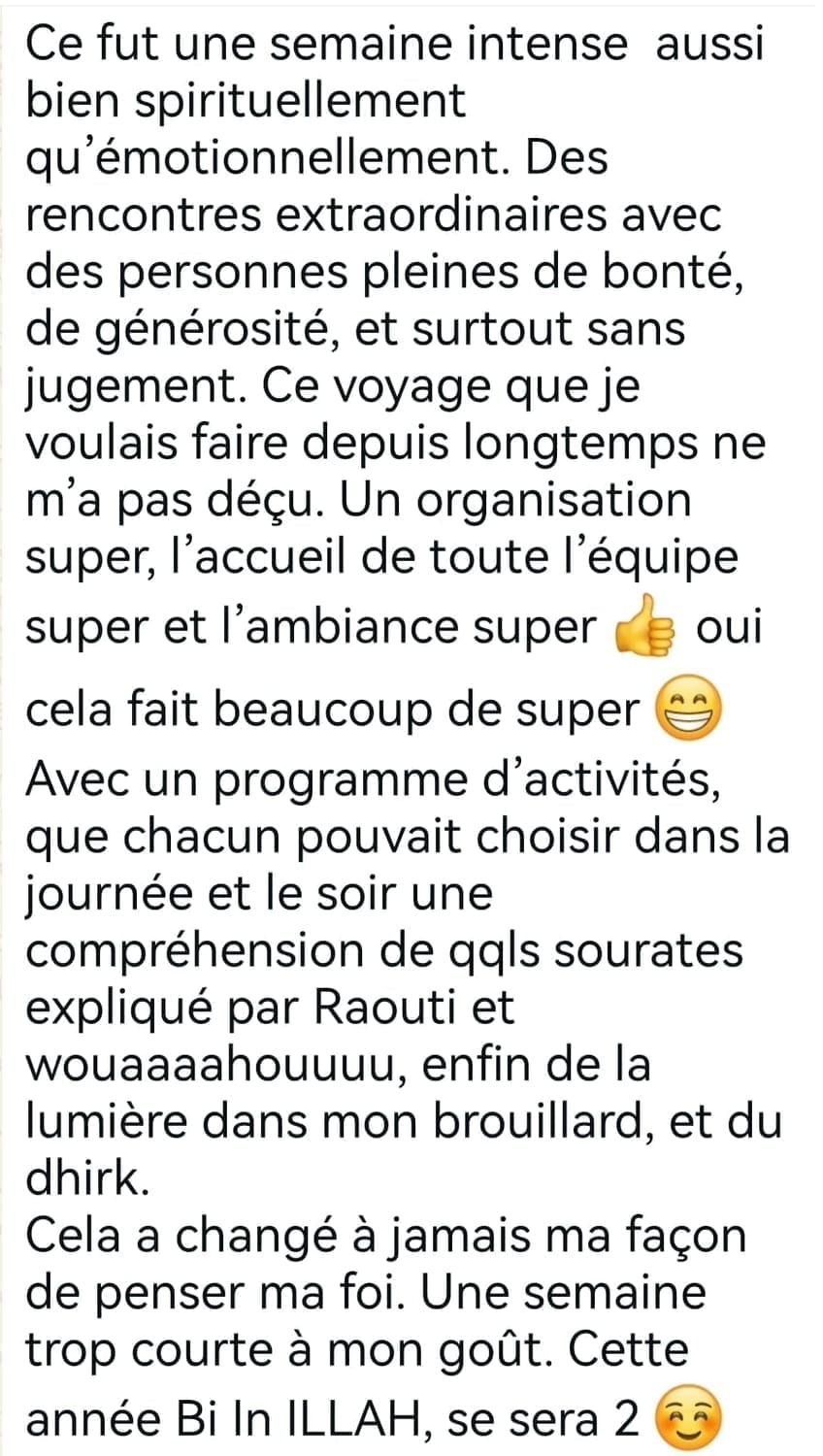 Témoignage d'un participant