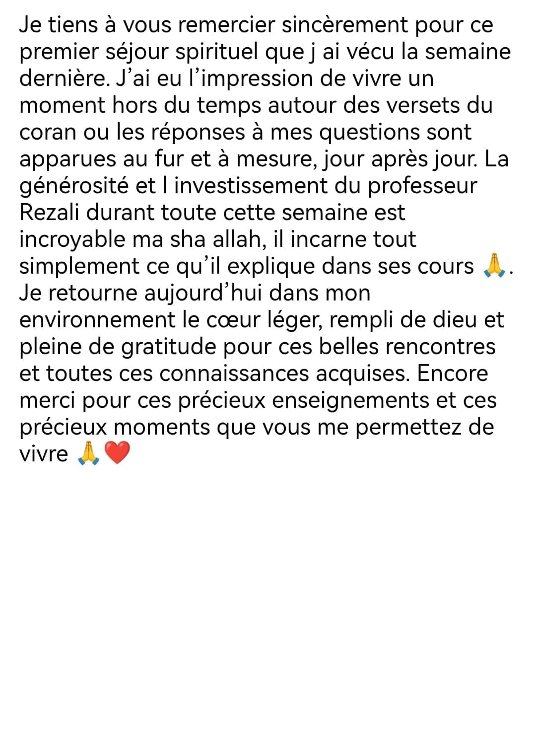 Témoignage d'un participant
